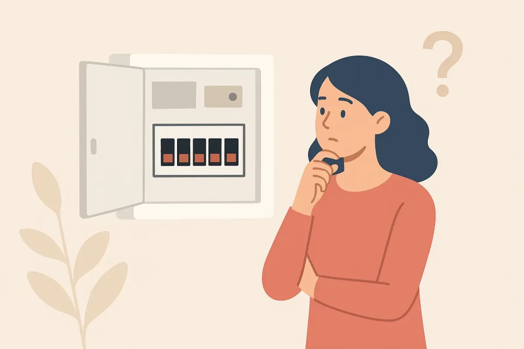 Female looking at fuse board