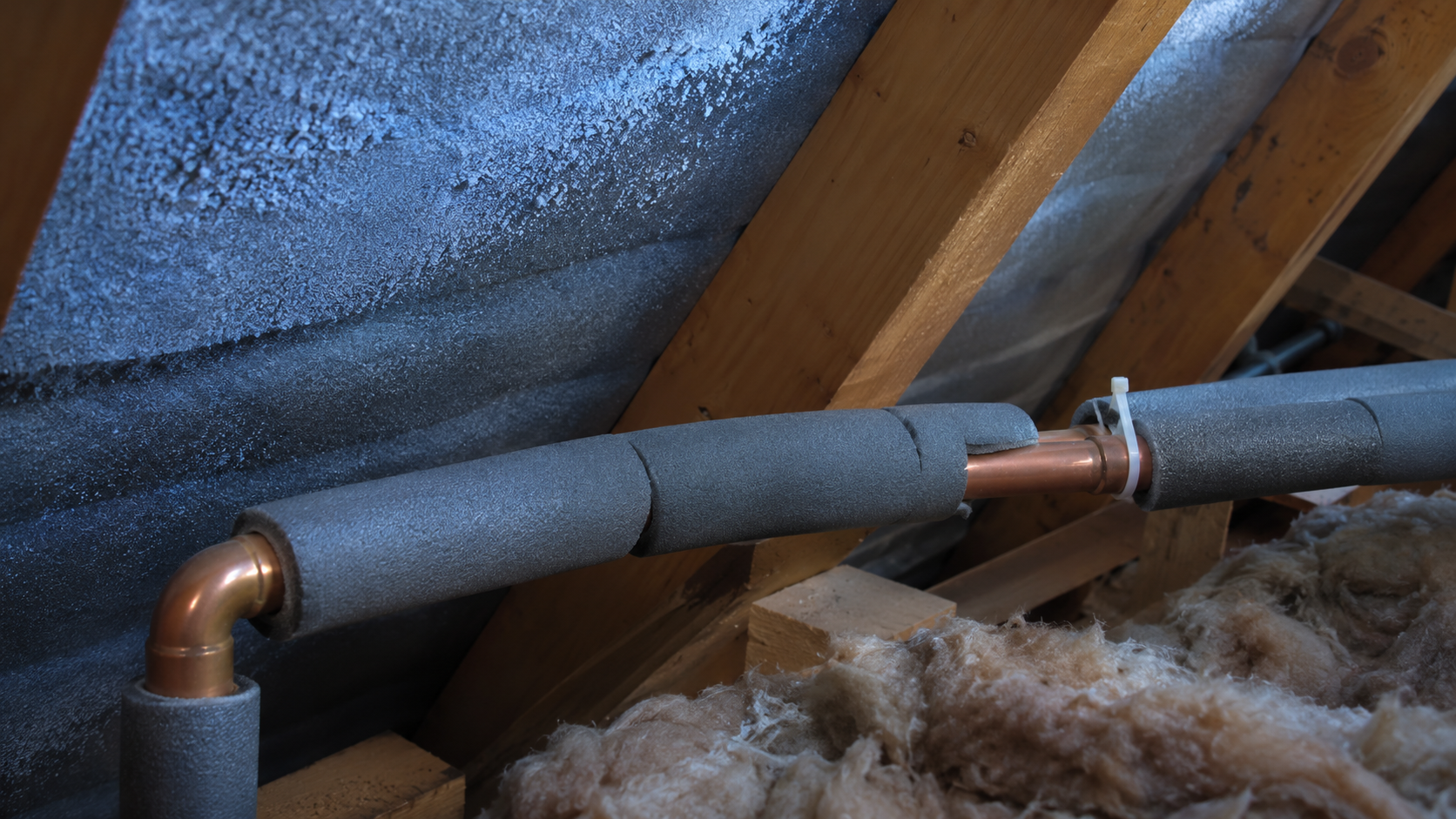 pip in roof surrounded by lagging
